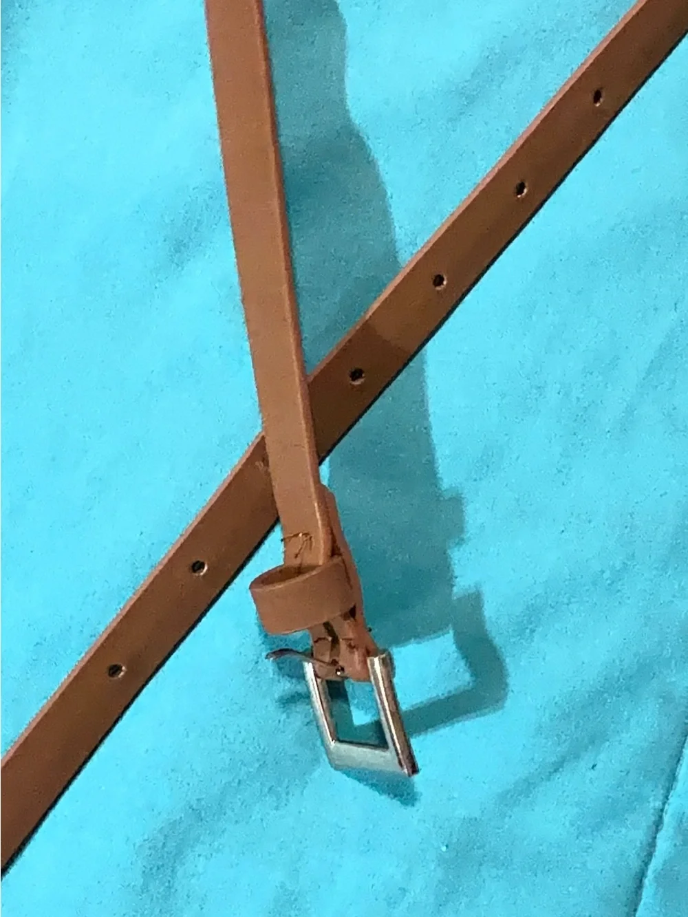Classic Brown Leather Belt with Square Metal Buckle